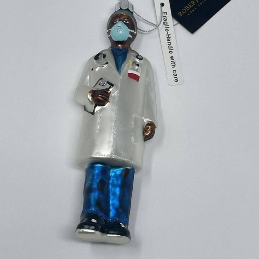 New Glass Christmas Ornament African‎ American Male Doctor 6”medical x-mas